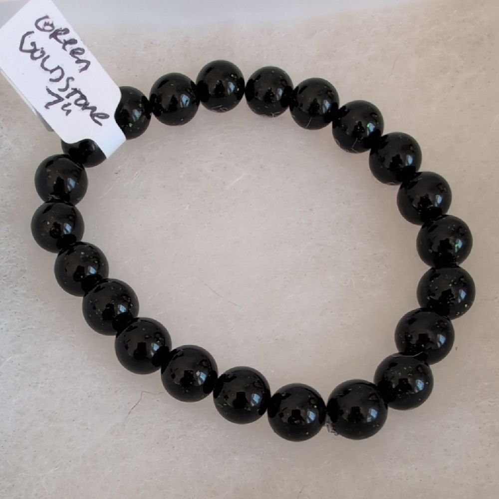 Handmade Dark Green Goldstone Stretch Bracelet